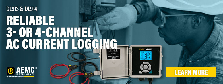 Reliable 3- or 4-channel AC current logging with AEMC DL913 and DL914