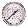Baker AHNC Series Liquid Filled Pressure Gauge, 0 to 600 psi/0 to 4200 kPa, 2.5&amp;quot; dial, &amp;frac14;&amp;quot; NPT back, SS housing-