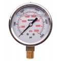 Baker AVNC Series Liquid Filled Pressure Gauge, 0 to 5000 psi/0 to 35,000 kPa, 2.5&amp;quot; dial, &amp;frac14;&amp;quot; NPT bottom, SS housing-