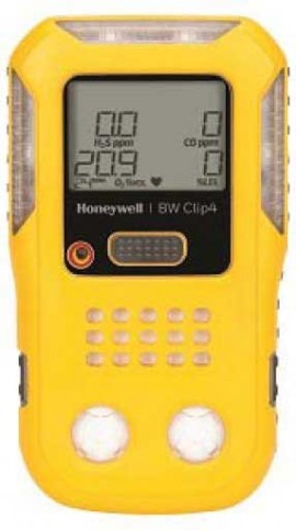 Honeywell BW Clip4 BWC4-Y-N Multi-Gas Detector, H2S/CO/LEL/O2, yellow-