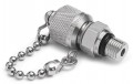 Ralston QTFT-3SS0 Male Quick-Test Outlet Port with cap and chain, low volume, stainless steel-