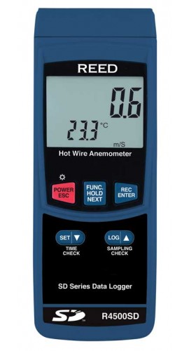REED R4500SD Thermo-an&amp;eacute;mom&amp;egrave;tre &amp;agrave; fil chaud avec enregistrement de donn&amp;eacute;es-
