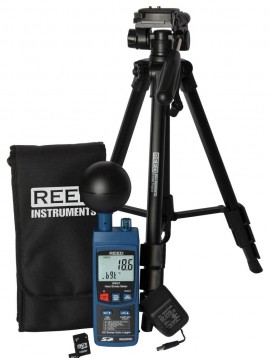REED R6250SD-KIT2 Compteur de contrainte thermique avec enregistrement de donn&amp;eacute;es, tr&amp;eacute;pied, carte SD et adaptateur d&#039;alimentation-